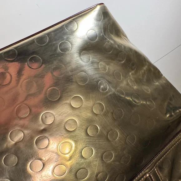 Retro Kate Spade New York Gold Metallic Tote Bag Purse RARE Handbag - Picture 10 of 16